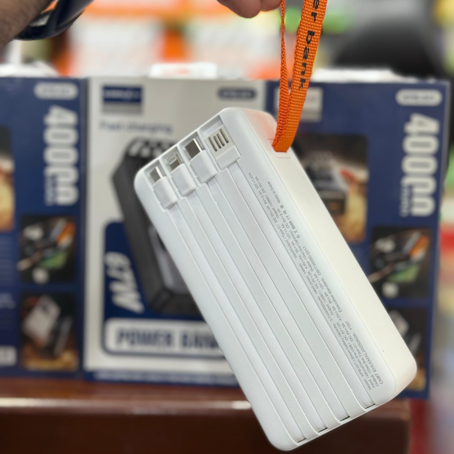 Dubai Imported Power Bank 40000mAh – 67W Ultra-Fast Charging with 4 Built-in Cables, Digital Display