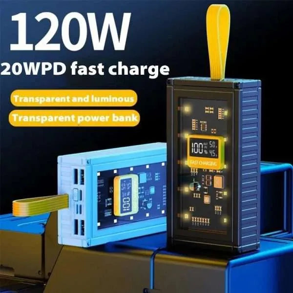 120W Transparent Digital Display Fast Charging 30,000 mAh PD Power Bank for Smartphones, Tablets, Cameras, Laptops etc.