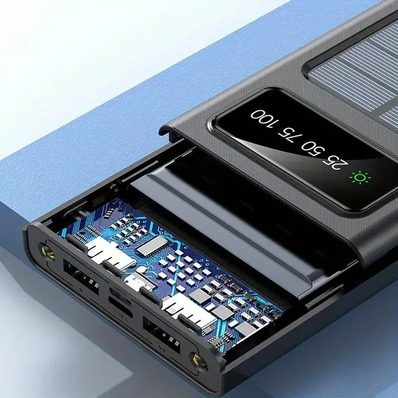 20000mAh Solar Power Bank Portable Fast Charger External Battery with in Built 4 Charging Power Cable | Lot Imported