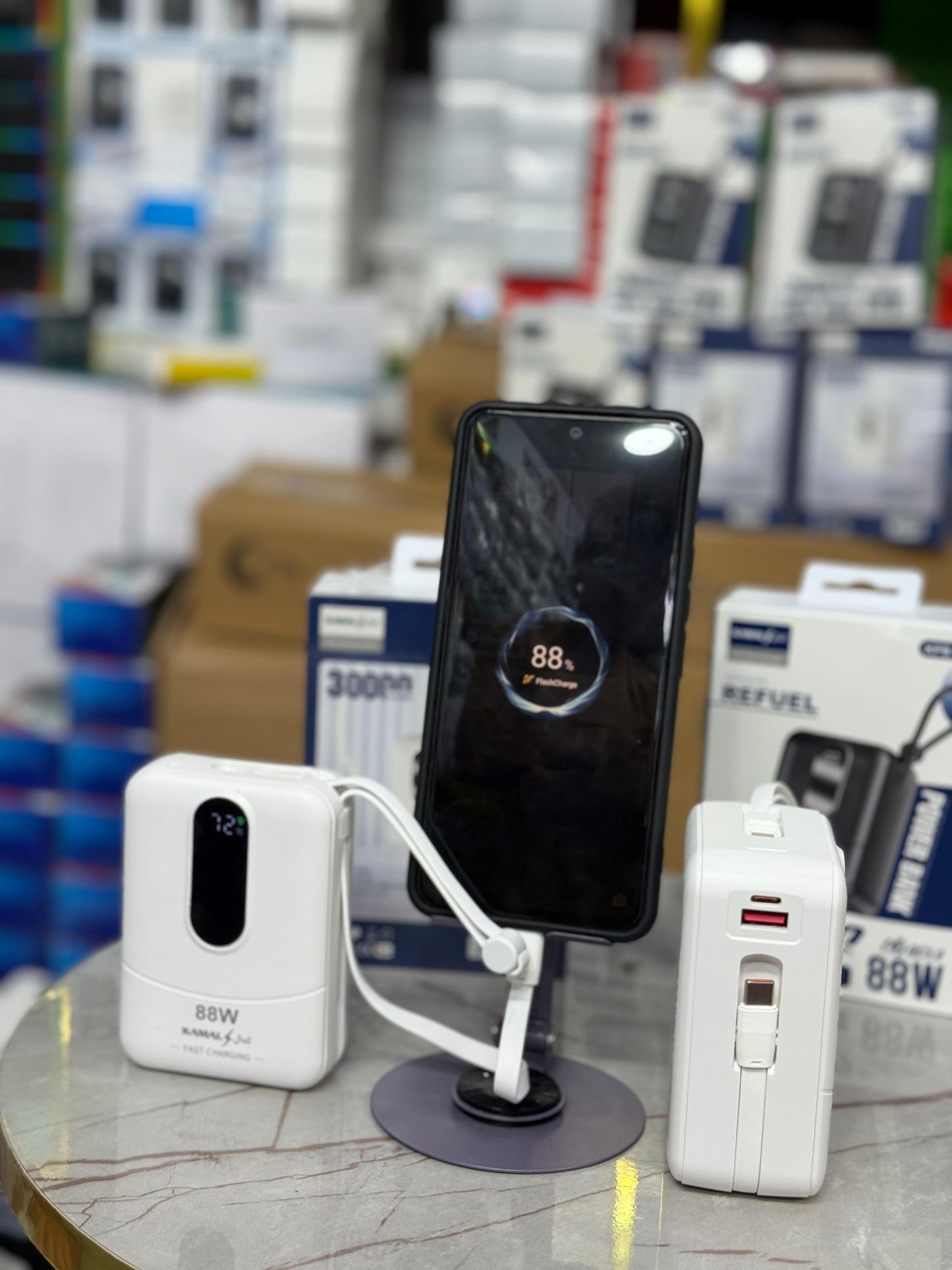 Dubai Made 88W Mini Power Bank – Super Fast Charging, Dual Built-in Cables