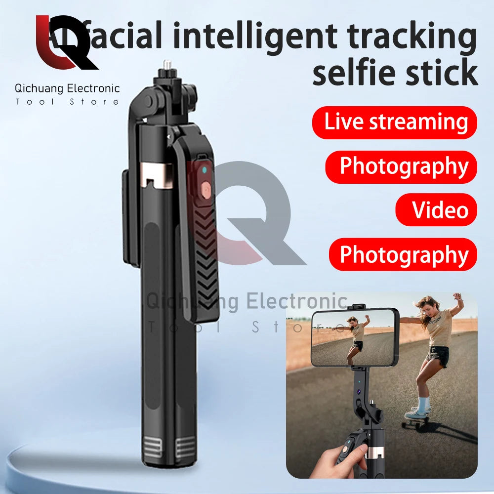 Anti-shake Selfie Stick Handheld AI Intelligent Tracking with Automatic Shooting Pole and 360 Degrees Rotation Selfie Stand