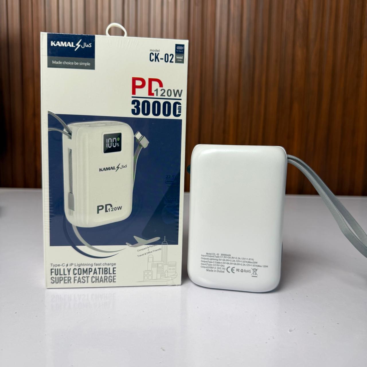 Kamal™ 30000mAh PD120W Ultra Fast Charging Power Bank CK-02