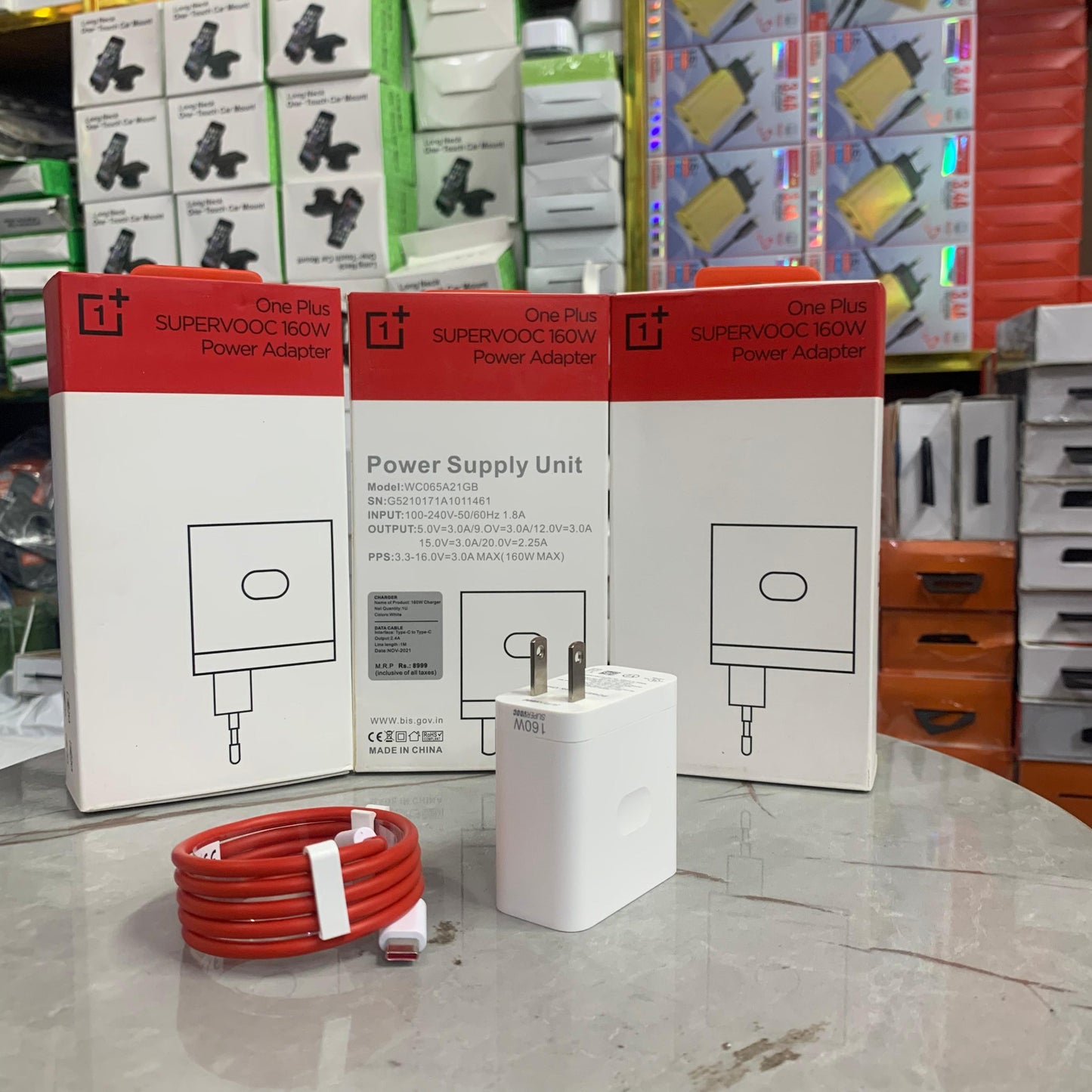 UK Model OnePlus SuperVOOC 160W Wrap Charger – Ultra-Fast Type-C to Type-C 1M Cable – Original White