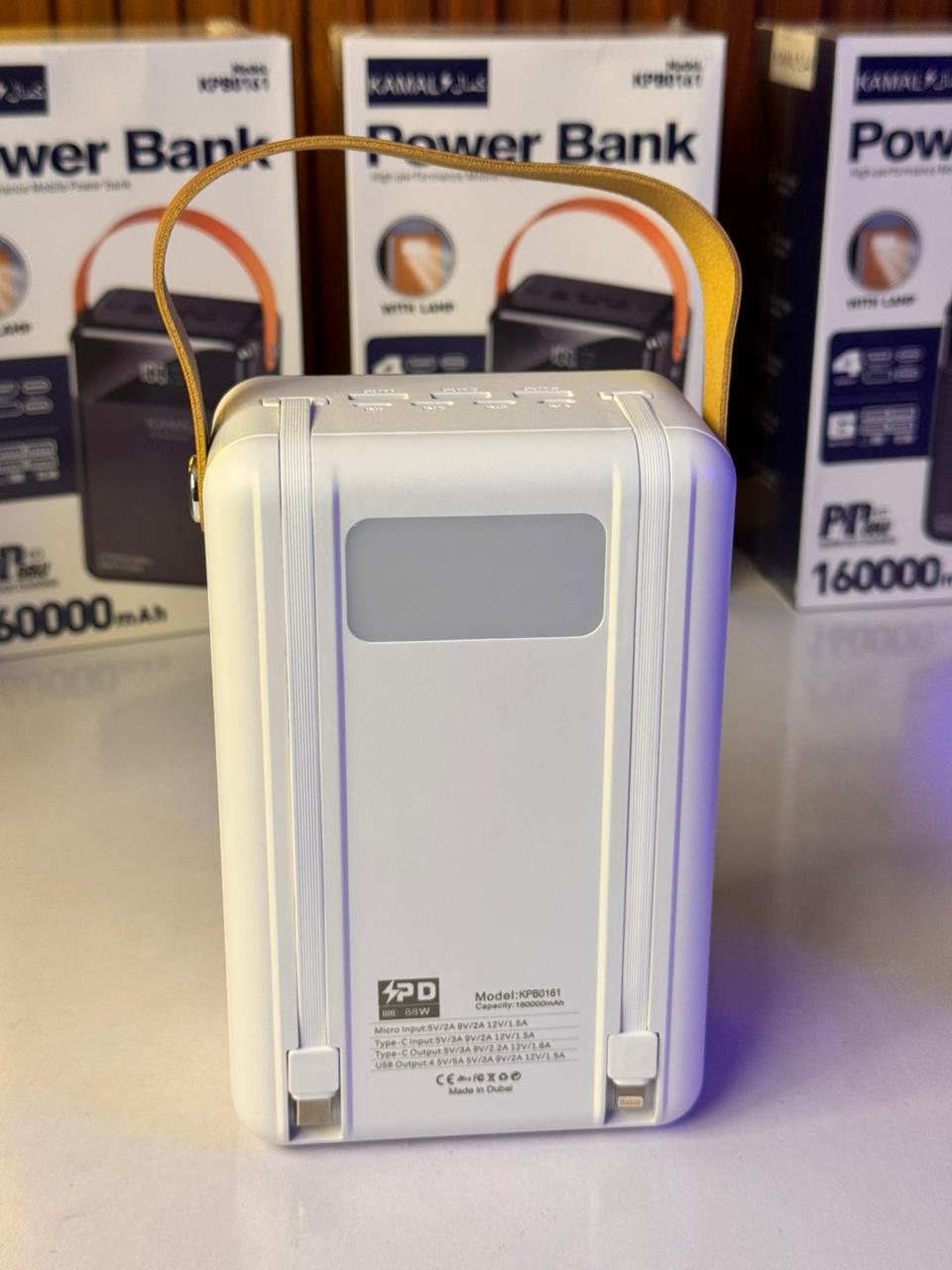 Dubai-Made | 160000mAh Power Bank – 6 Outputs | LED Lamp | Smart Display | Overload & Temp Protected + FREE Type-C to C Anti-Cut Cable