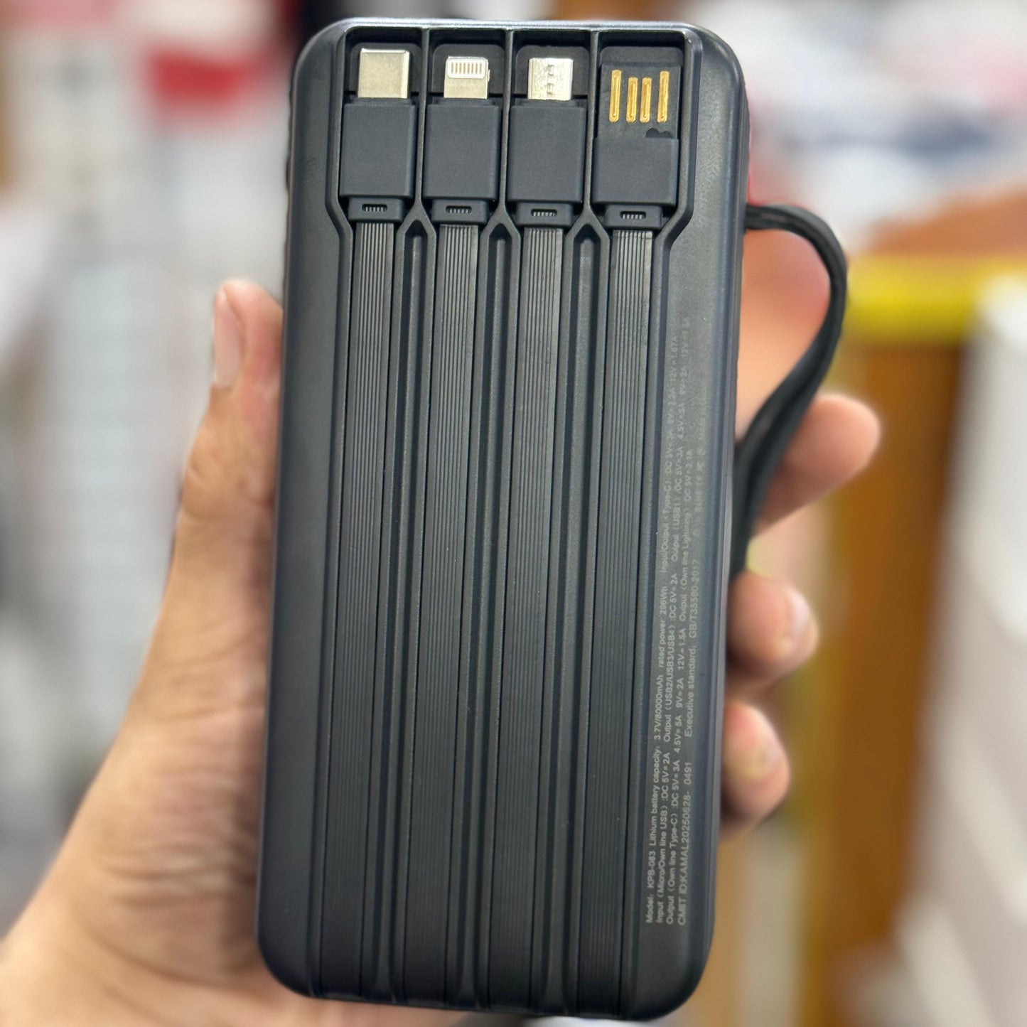 Dubai Lot 80000mAh Power Bank – 100W Super Fast Charging, 4 Built-in Cables & Smart Display