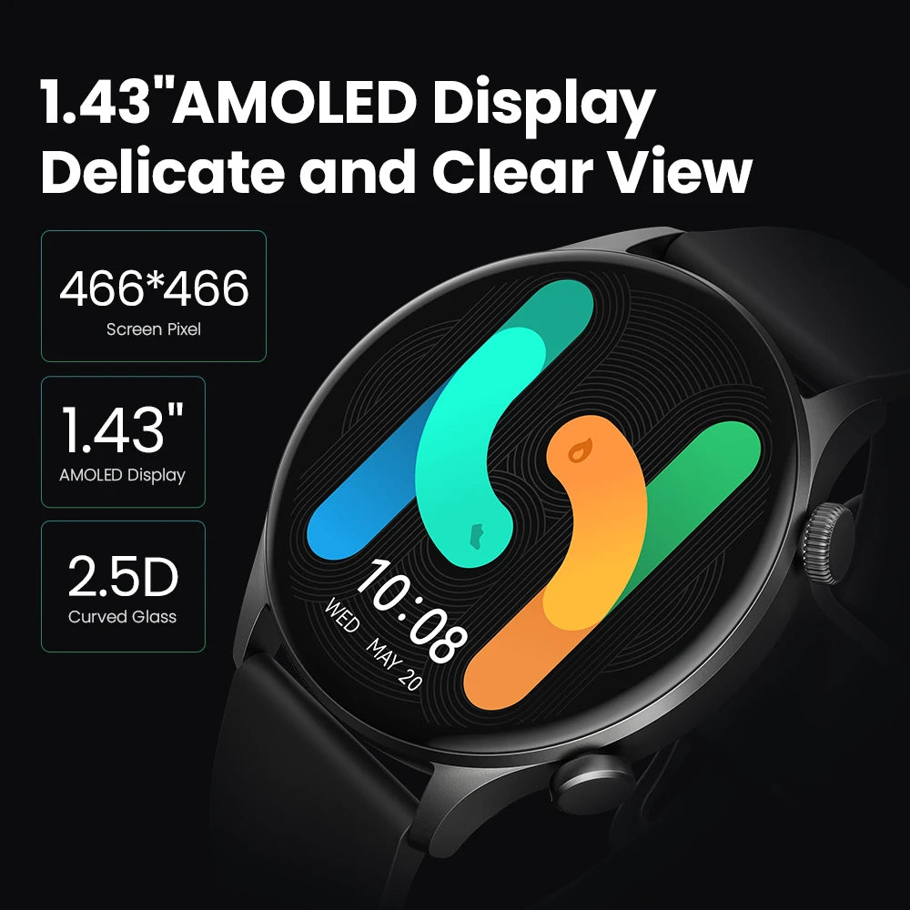 Smart Watch with Bluetooth Calling β 1.43" AMOLED Display, Health Tracker, IP68 Waterproof Fitness & Sport Smartwatch for Android & iOS