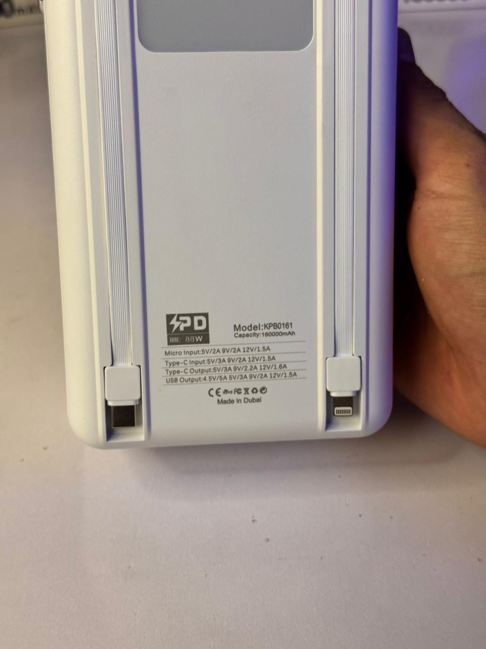Dubai-Made | 160000mAh Power Bank – 6 Outputs | LED Lamp | Smart Display | Overload & Temp Protected + FREE Type-C to C Anti-Cut Cable