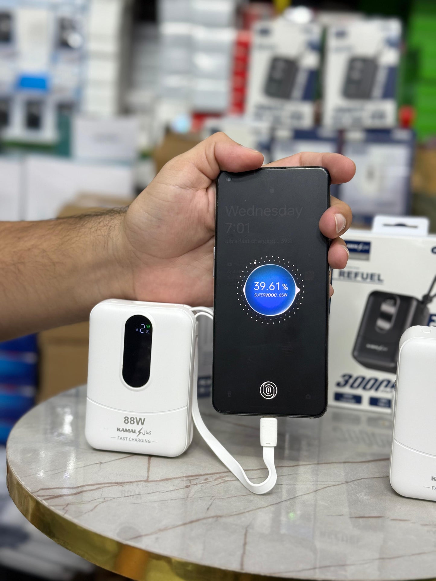 Dubai Made 88W Mini Power Bank – Super Fast Charging, Dual Built-in Cables