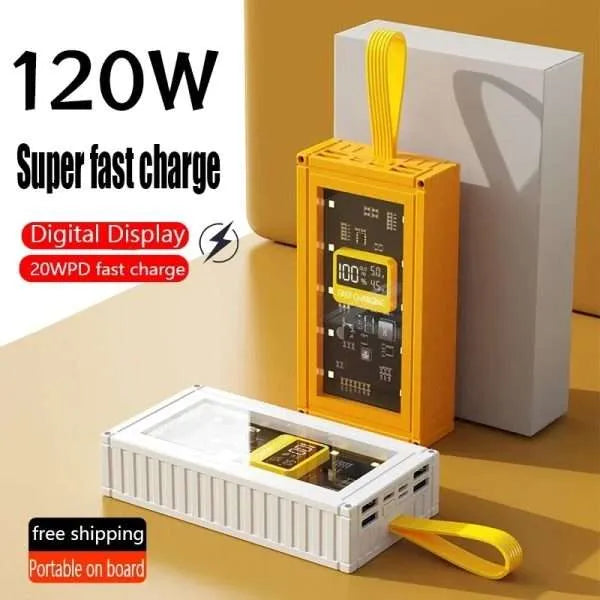 120W Transparent Digital Display Fast Charging 30,000 mAh PD Power Bank for Smartphones, Tablets, Cameras, Laptops etc.