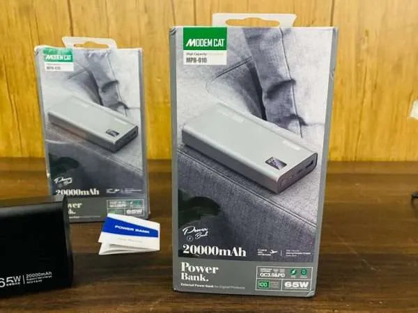 UK Lot Original MODEM CAT 65W PD Fast Charging 20000MAH Powerbank Pocket Mini Size