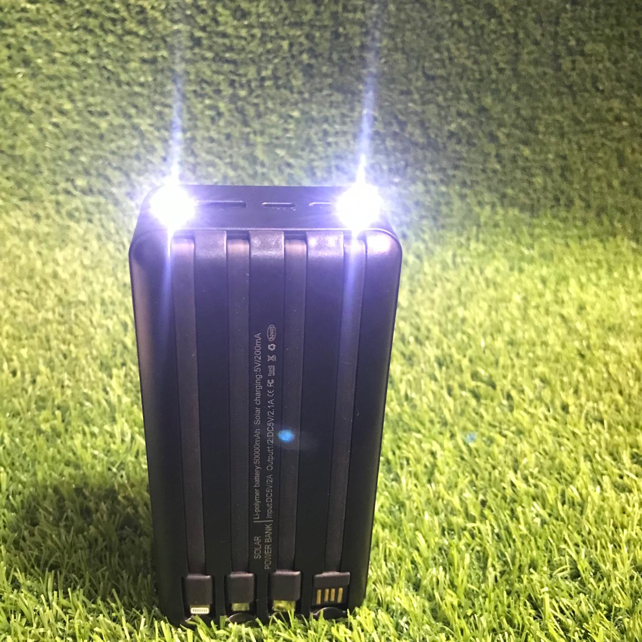 Solar Power Bank 50000mAh, Portable Solar Phone Charger with Flashlight, 4 Output