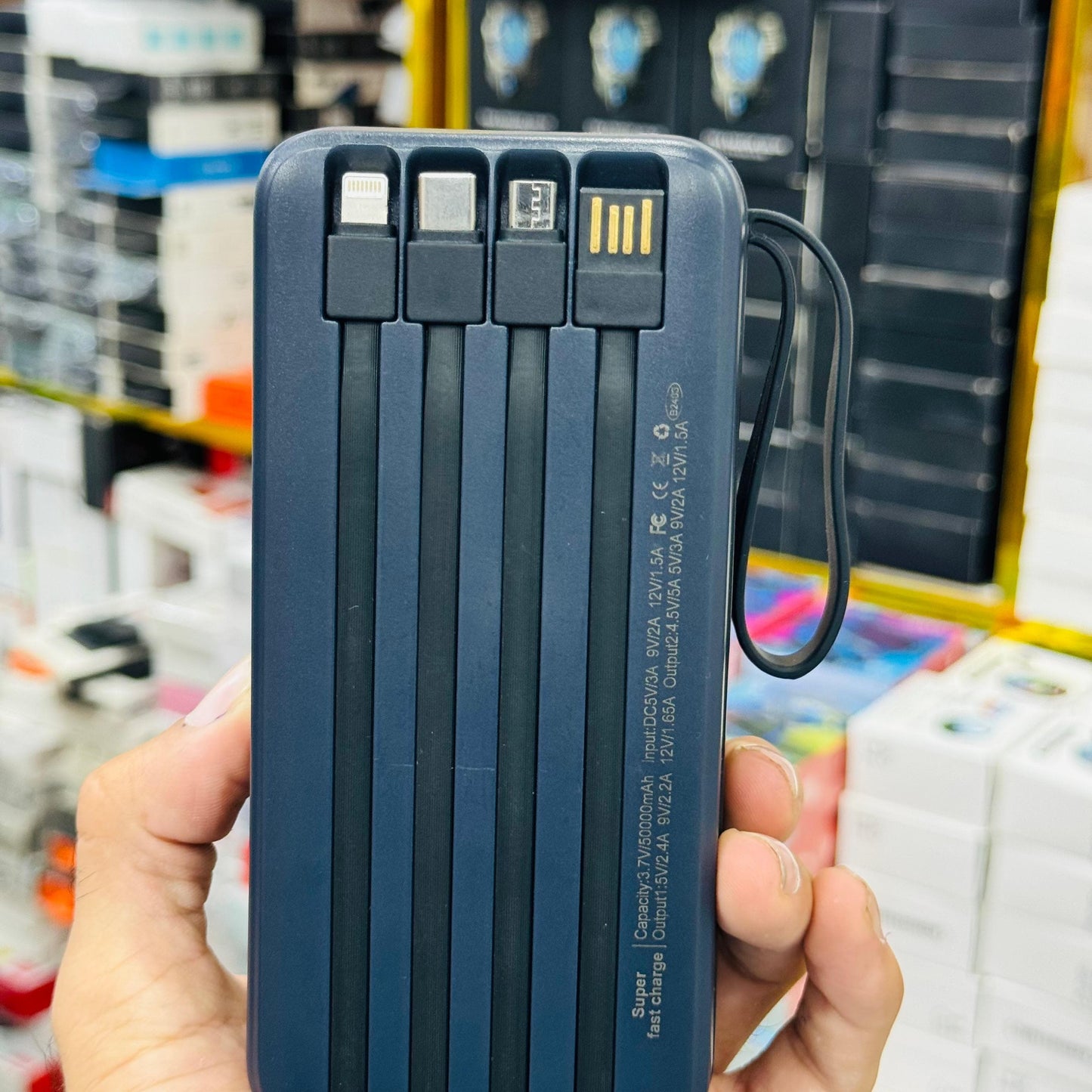 Aoker 50000mAh Super Fast Power Bank with Built-in Cables for Mobile & Laptop Charging | Germany Lot Imported