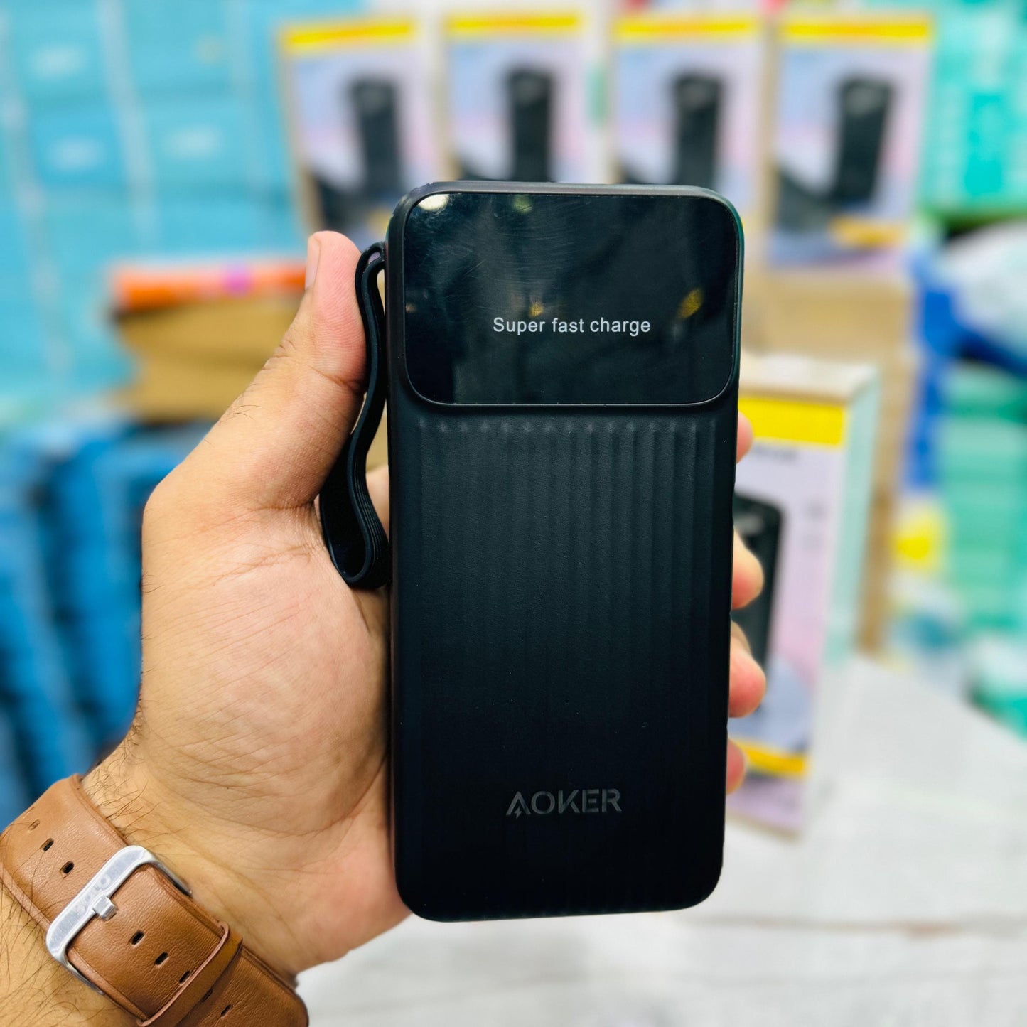 Aoker 50000mAh Super Fast Power Bank with Built-in Cables for Mobile & Laptop Charging | Germany Lot Imported