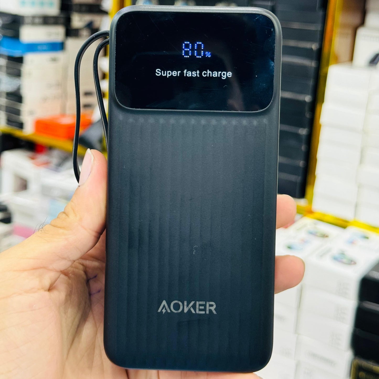 Aoker 50000mAh Super Fast Power Bank with Built-in Cables for Mobile & Laptop Charging | Germany Lot Imported
