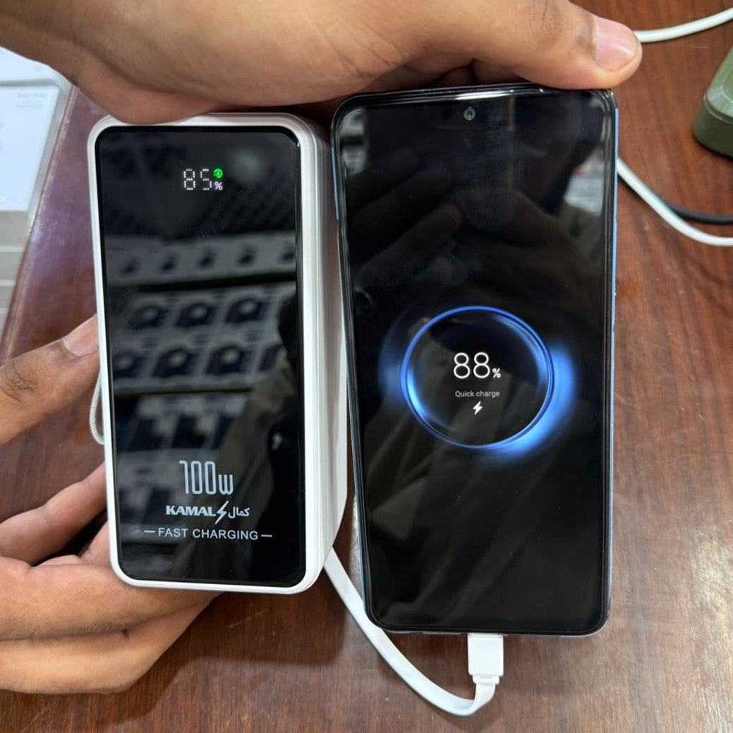 Dubai Lot 80000mAh Power Bank – 100W Super Fast Charging, 4 Built-in Cables & Smart Display