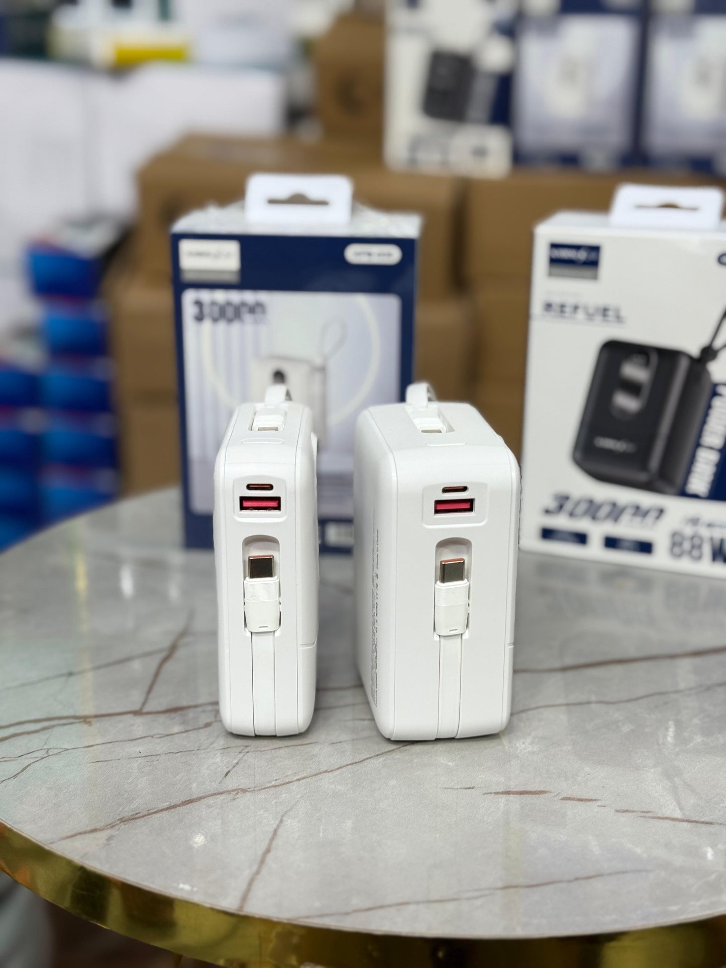 Dubai Made 88W Mini Power Bank – Super Fast Charging, Dual Built-in Cables