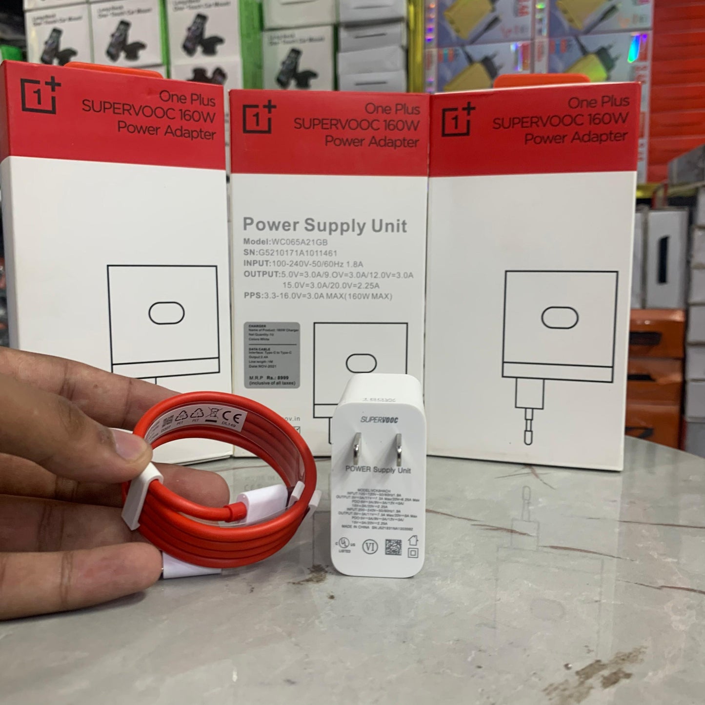 UK Model OnePlus SuperVOOC 160W Wrap Charger – Ultra-Fast Type-C to Type-C 1M Cable – Original White