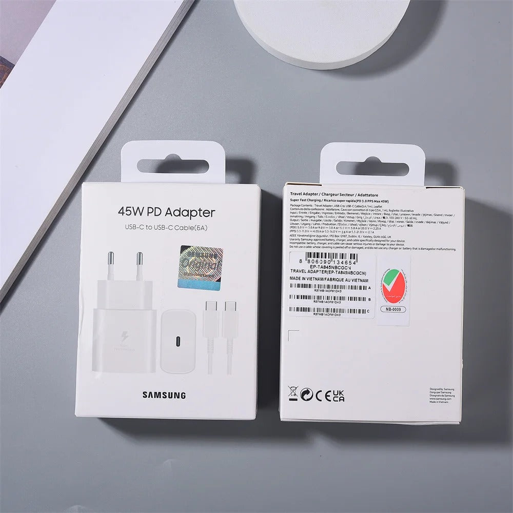 PD 45W Super Fast Charging Power Adapter 5A USB Type C Data Cord