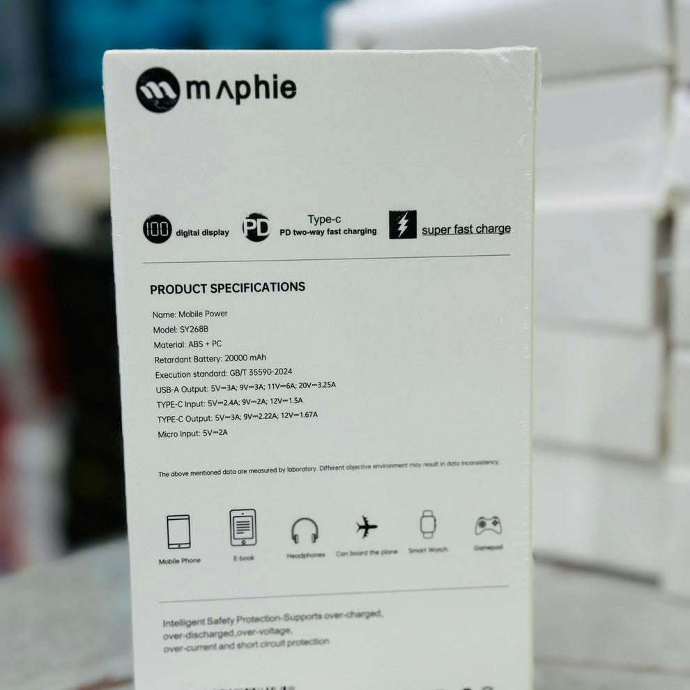 Maphie Original 66W Super Fast 20,000 mAh Power Bank - Made in USA with Free Lighter Cable