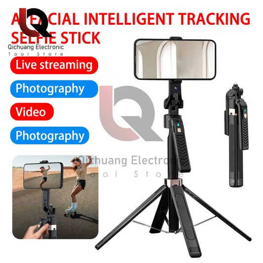 Anti-shake Selfie Stick Handheld AI Intelligent Tracking with Automatic Shooting Pole and 360 Degrees Rotation Selfie Stand