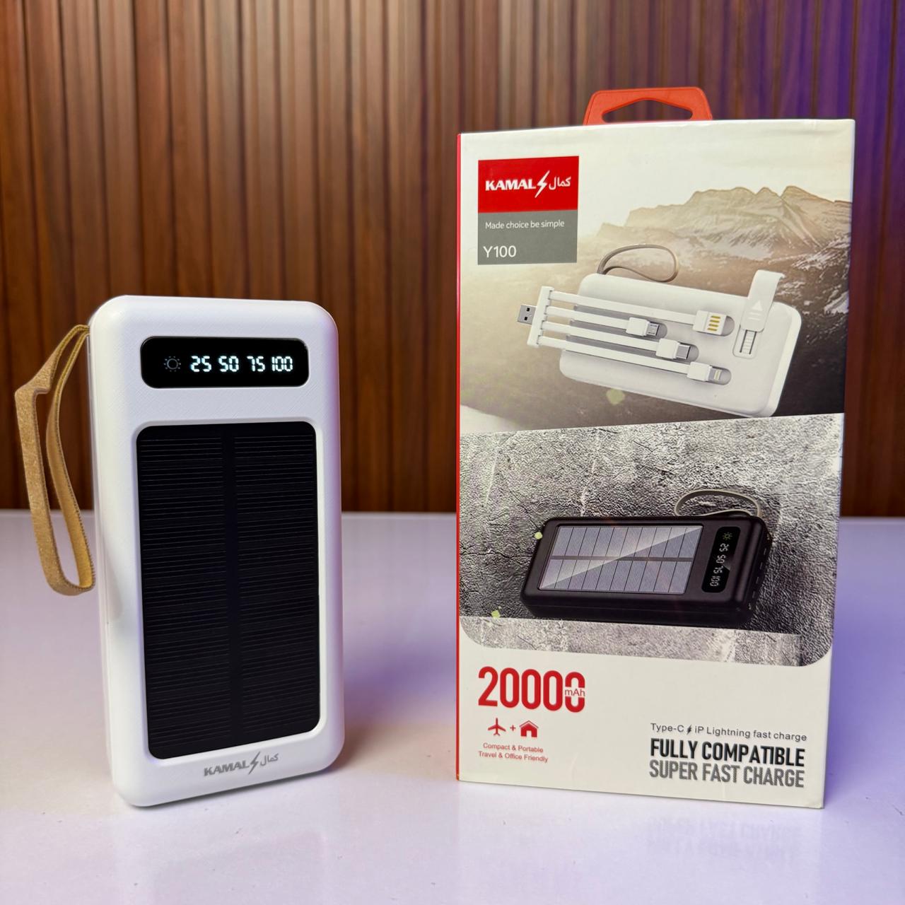Kamal™ 20000mAh Solar Power Bank Y100 | Dual USB Fast Charging