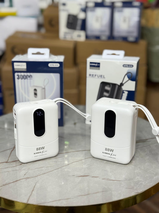 Dubai Made 88W Mini Power Bank – Super Fast Charging, Dual Built-in Cables