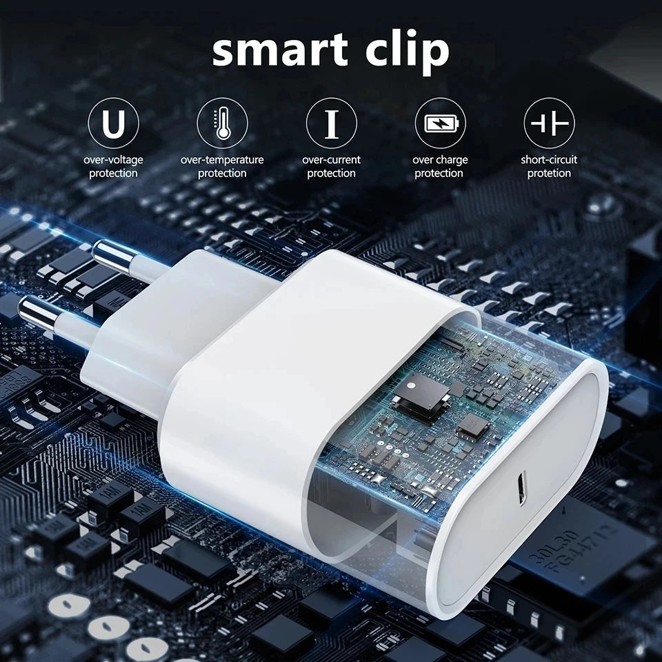 35W PD Fast Charger Cable for iPhone 16-8 & iPad Mini/Air with 2m Data Cable