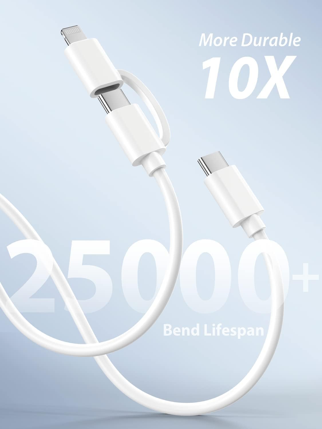 USB C to C/Lightning Cable, Multi Charging Cable [MFi Certified] 60W Fast Charger Cord C to Lightning/Type C