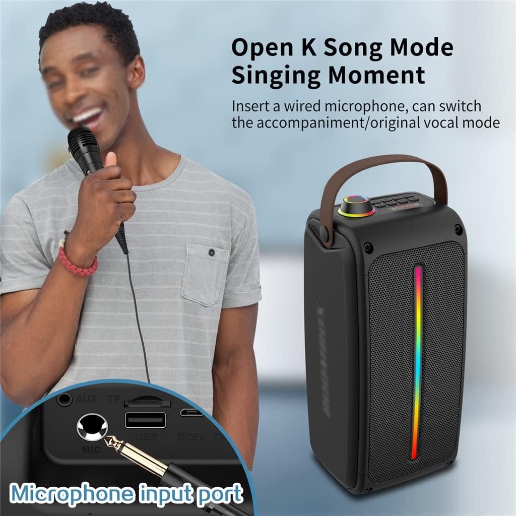 Faster Portable Bluetooth Speaker, RGB Lighting with Microphone, Wireless Speaker
