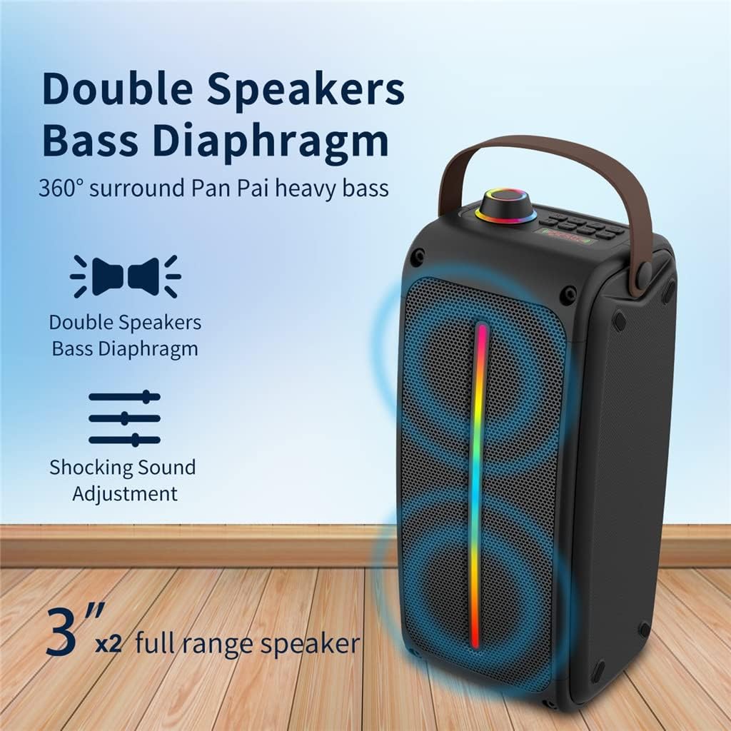 Faster Portable Bluetooth Speaker, RGB Lighting with Microphone, Wireless Speaker