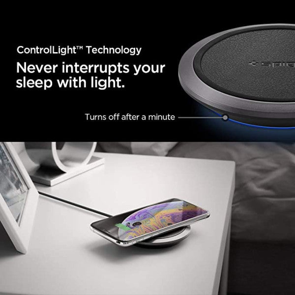 Spigen Universal Fast Wireless Charger, Fast Qi Certified 50W Leather Charging Pad Ultra Plus Wireless Charging