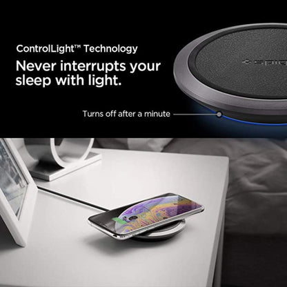 Spigen Universal Fast Wireless Charger, Fast Qi Certified 50W Leather Charging Pad Ultra Plus Wireless Charging
