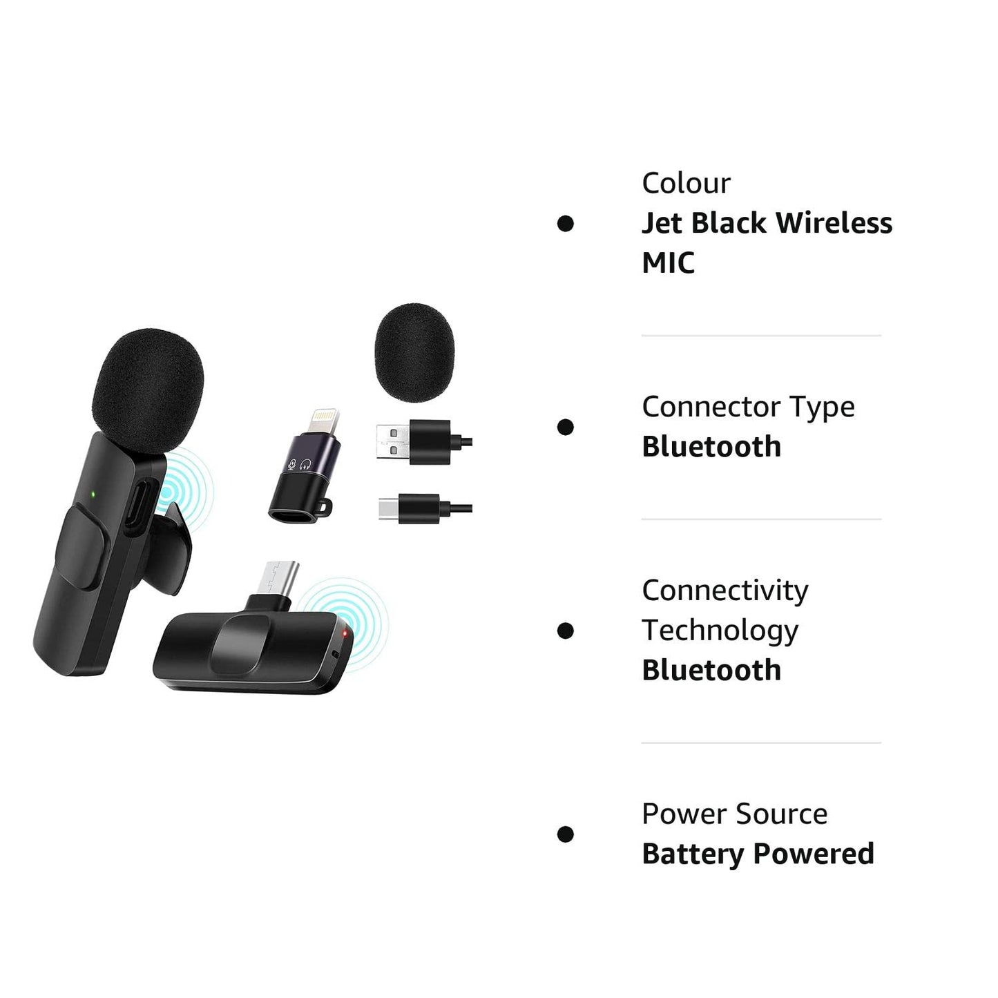 Wireless Lavalier Microphone Mic System for YouTube Facebook Live Stream TikTok Video Recording Vlog