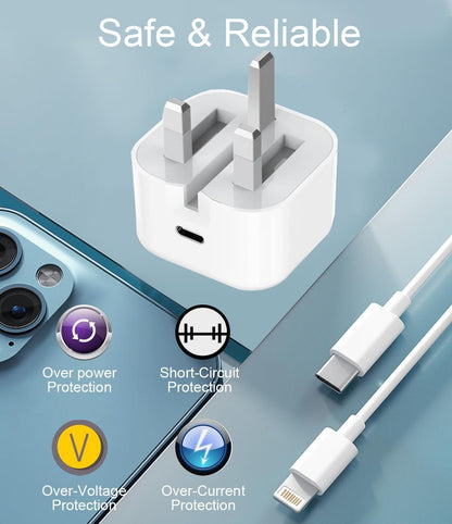 iPhone Fast Charger, 20W USB C Fast Charger Plug and 2M USB C iPhone Fast Charge Cable,PD 20W Fast Charger