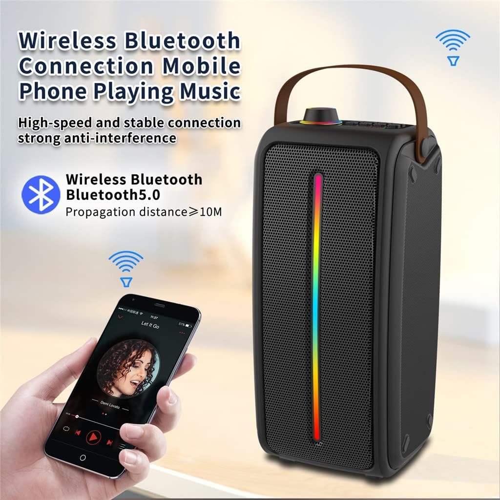 Faster Portable Bluetooth Speaker, RGB Lighting with Microphone, Wireless Speaker