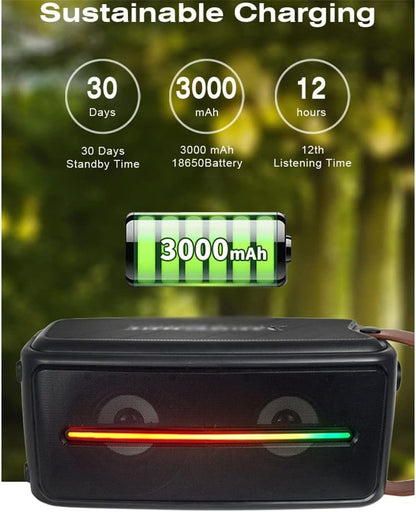 Faster Portable Bluetooth Speaker, RGB Lighting with Microphone, Wireless Speaker