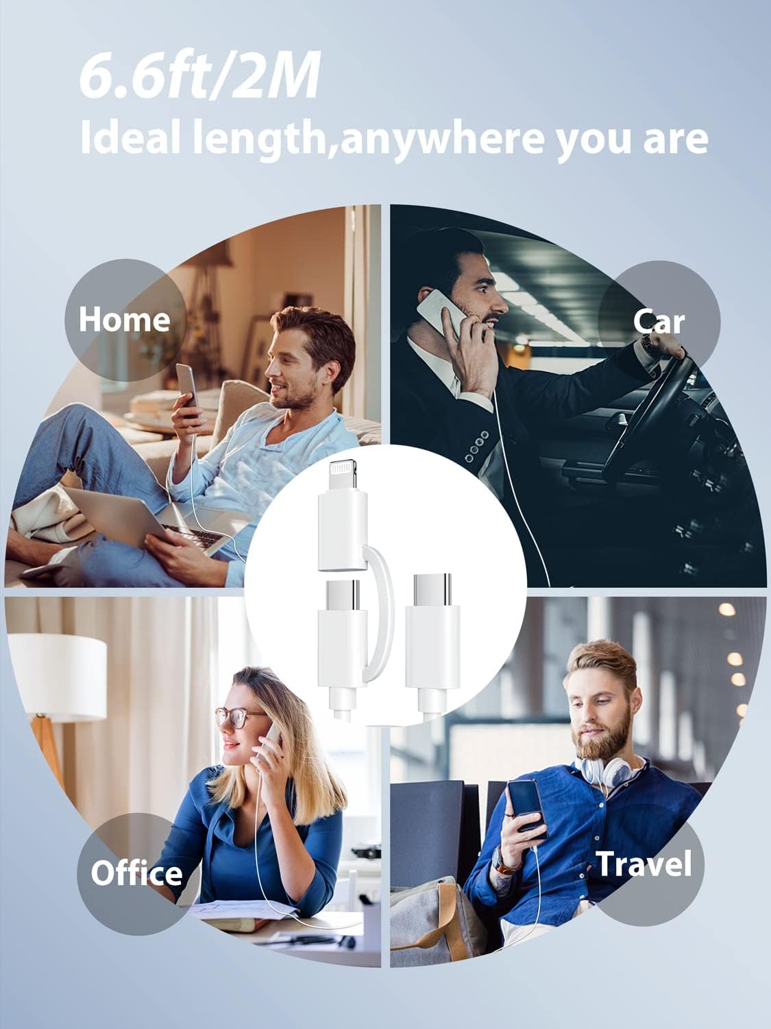 USB C to C/Lightning Cable, Multi Charging Cable [MFi Certified] 60W Fast Charger Cord C to Lightning/Type C