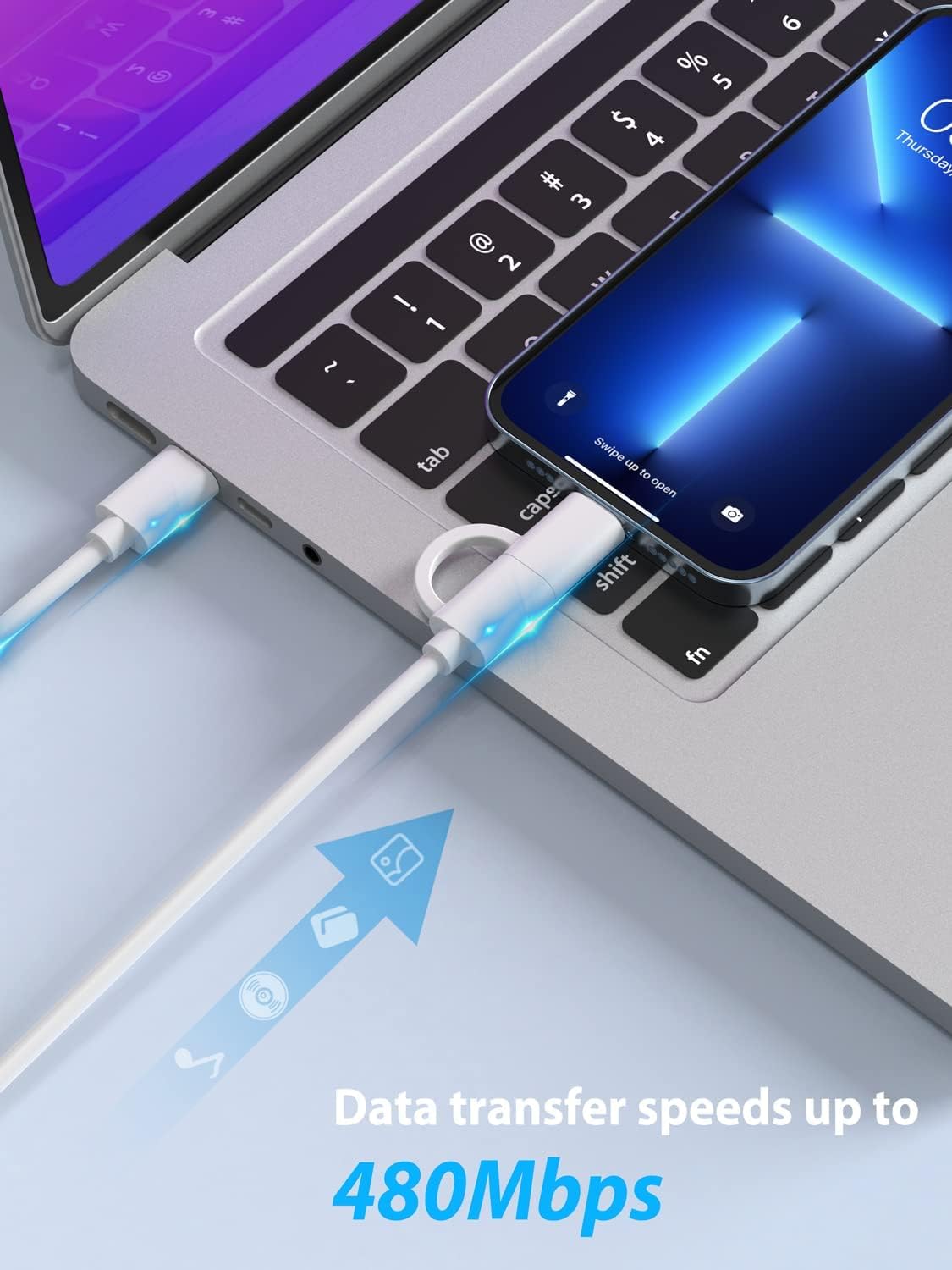 USB C to C/Lightning Cable, Multi Charging Cable [MFi Certified] 60W Fast Charger Cord C to Lightning/Type C