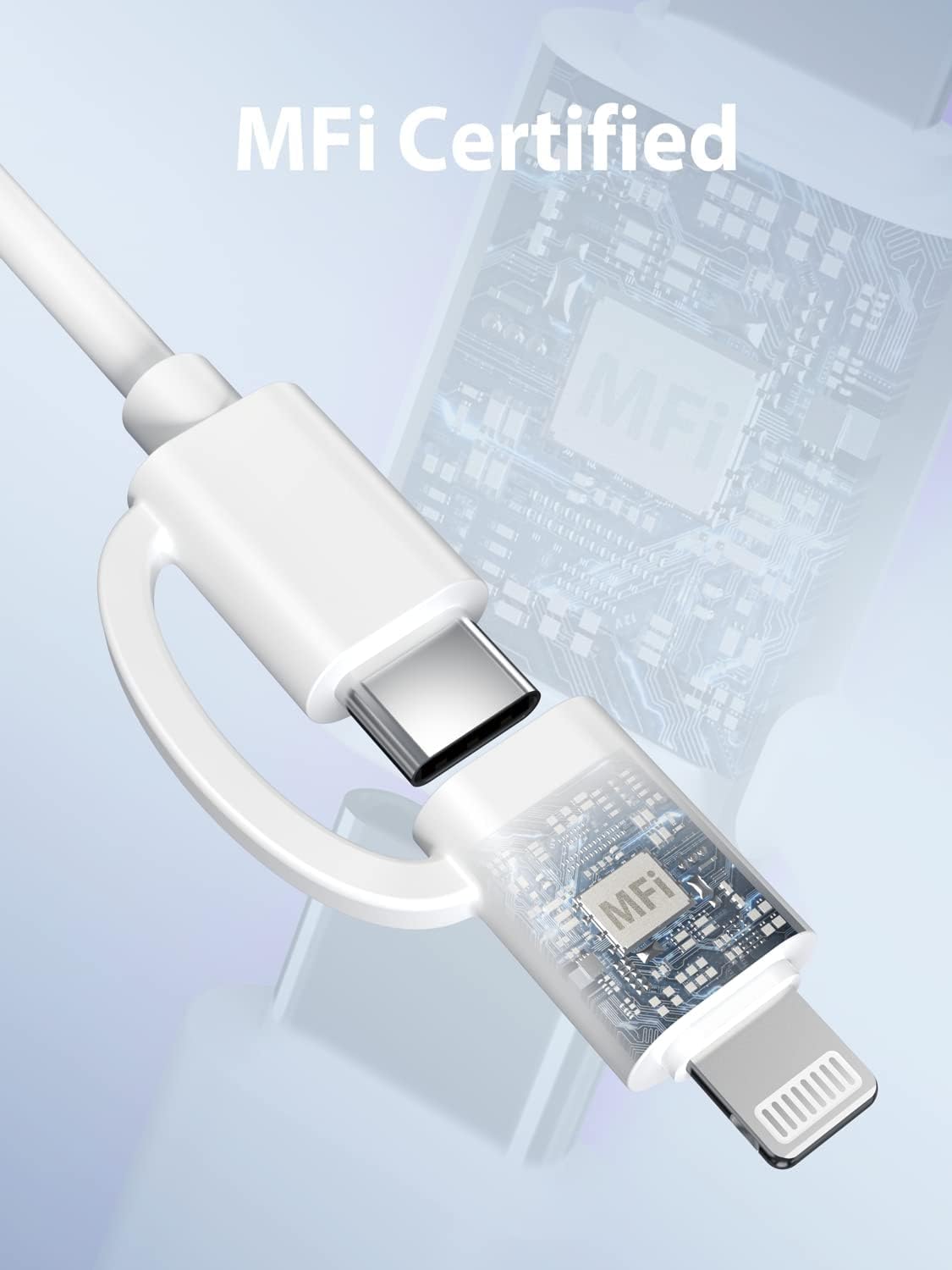 USB C to C/Lightning Cable, Multi Charging Cable [MFi Certified] 60W Fast Charger Cord C to Lightning/Type C