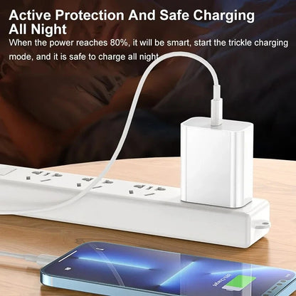 35W PD Fast Charger Cable for iPhone 16-8 & iPad Mini/Air with 2m Data Cable