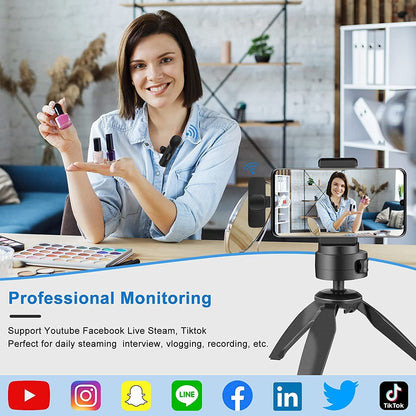 Wireless Lavalier Microphone Mic System for YouTube Facebook Live Stream TikTok Video Recording Vlog