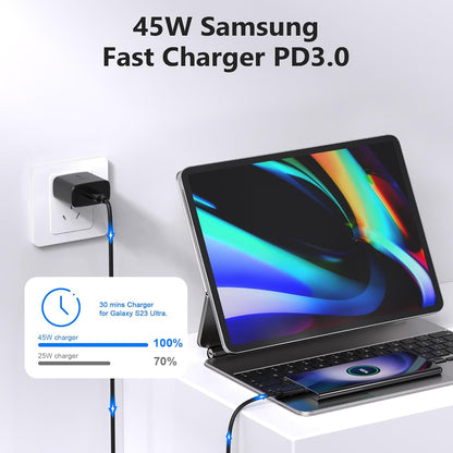 100% Original 45W USB C Samsung Super Fast Charger With Free Type C Cable USA Lot Imported Company Certified Original