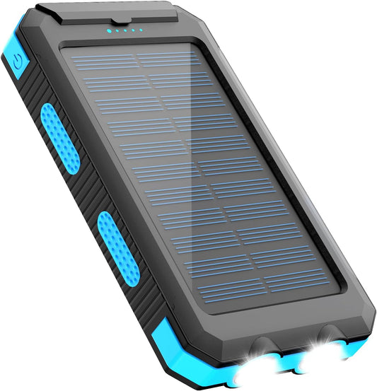 26600mAh Solar Power Bank – 65W Fast Charging Waterproof Portable Charger with Dual LED Flashlights & Compass for Outdoor Camping and Travel