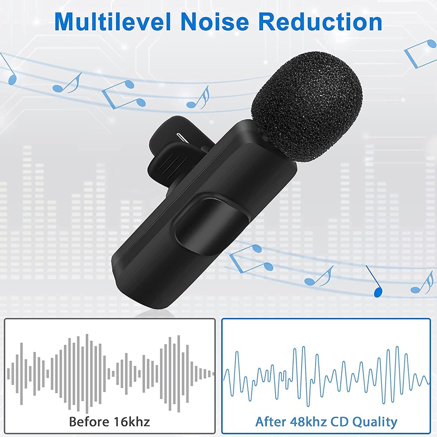 Wireless Lavalier Microphone Mic System for YouTube Facebook Live Stream TikTok Video Recording Vlog