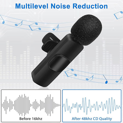 Wireless Lavalier Microphone Mic System for YouTube Facebook Live Stream TikTok Video Recording Vlog