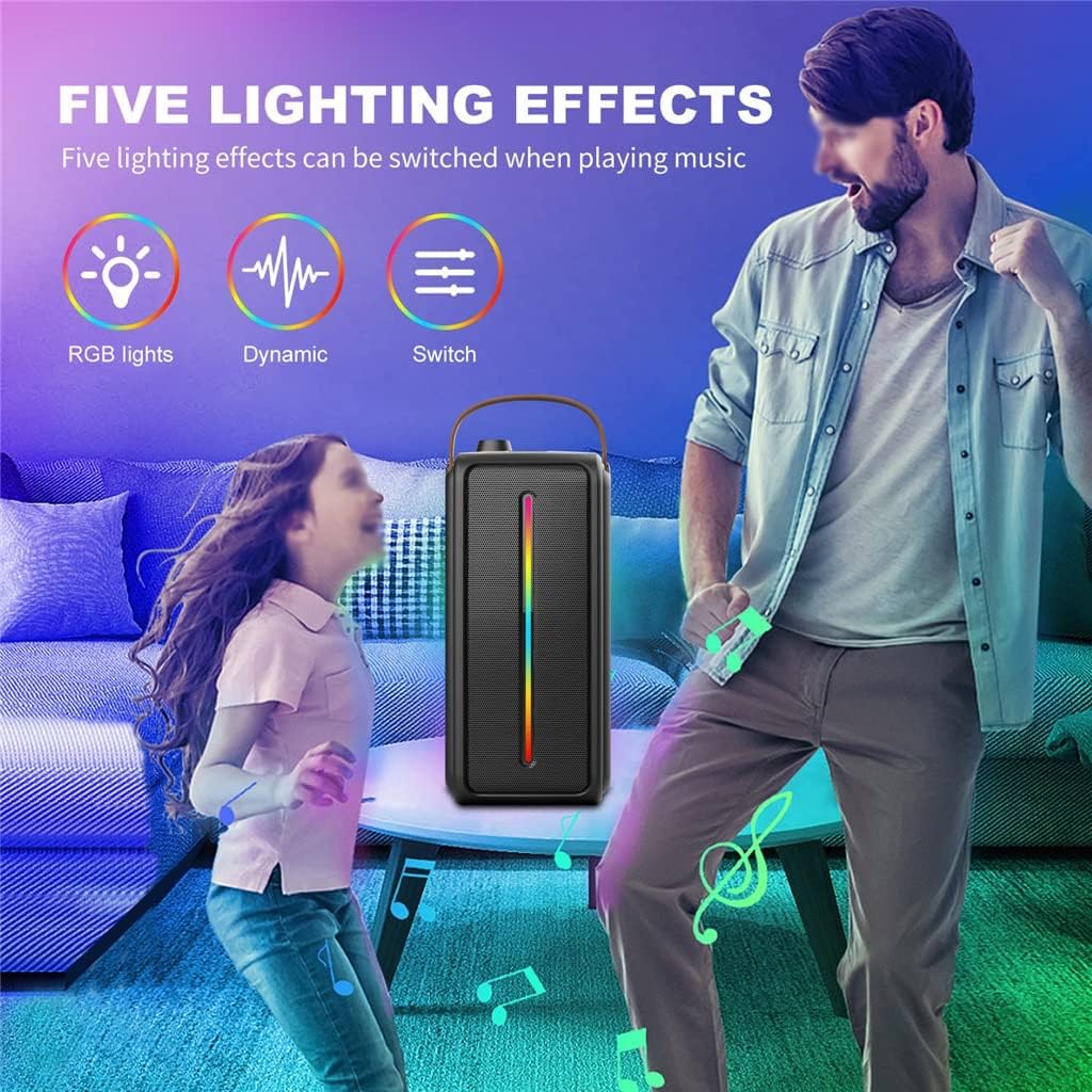 Faster Portable Bluetooth Speaker, RGB Lighting with Microphone, Wireless Speaker