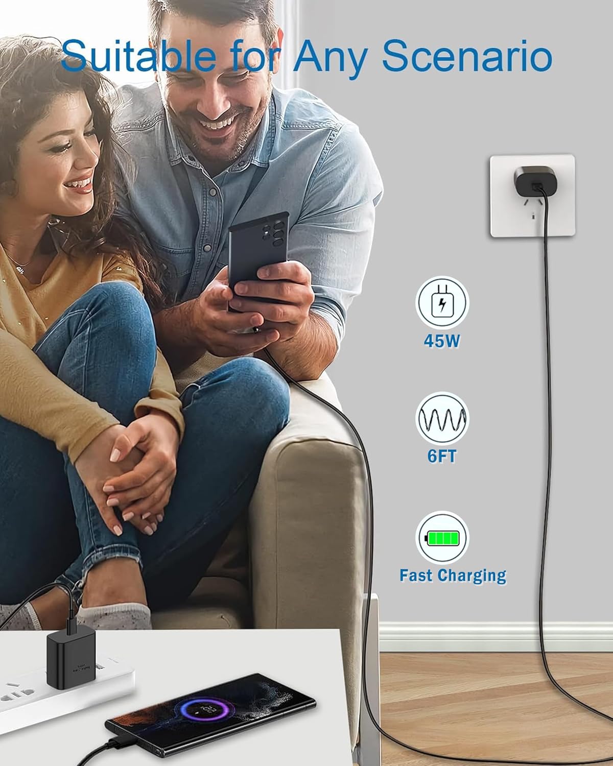 100% Original 45W USB C Samsung Super Fast Charger With Free Type C Cable USA Lot Imported Company Certified Original