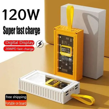 120W Transparent Digital Display Fast Charging 30,000 mAh PD Power Bank for Smartphones, Tablets, Cameras, Laptops etc.