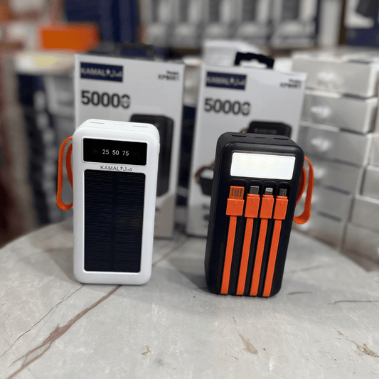 Dubai Premium 50000mAh Solar Power Bank - Smart Display, 4 Built-in Cables, Fast Charging & LED Light