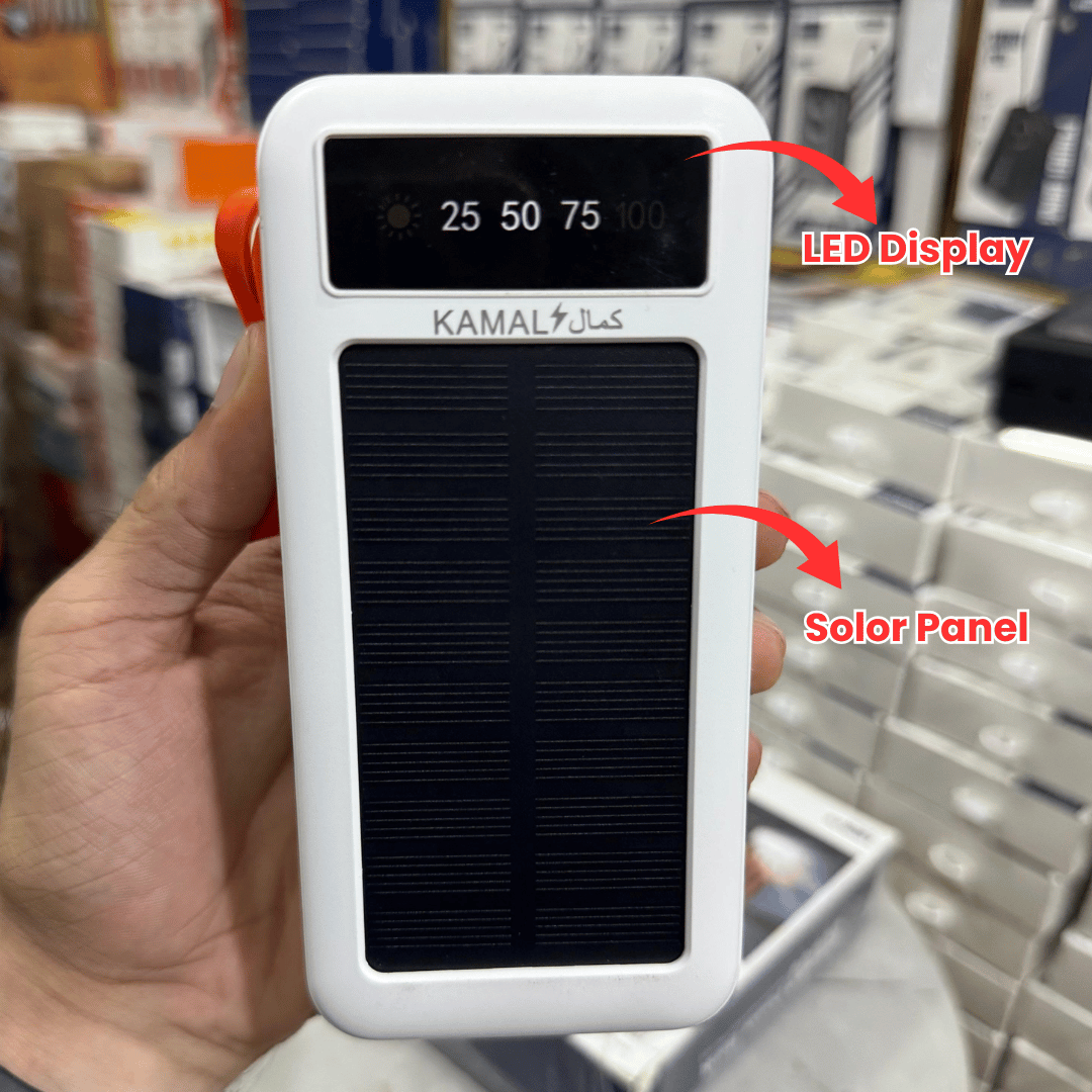 Dubai Premium 50000mAh Solar Power Bank - Smart Display, 4 Built-in Cables, Fast Charging & LED Light